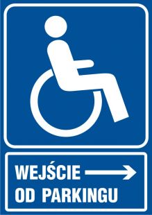 Wejście dla niepełnosprawnych od parkingu - znak informacyjny - RB026