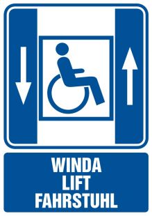 Winda lift fahrstuhl - dźwig osobowy dla niepełnosprawnych - znak informacyjny - RB004