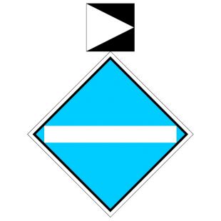 Wskaźnik We2b 48x48, 20x20 cm - znak kolejowy na liniach zelektryfikowanych