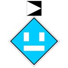 Wskaźnik We8b 48x48, 20x20 cm - znak kolejowy na liniach zelektryfikowanych