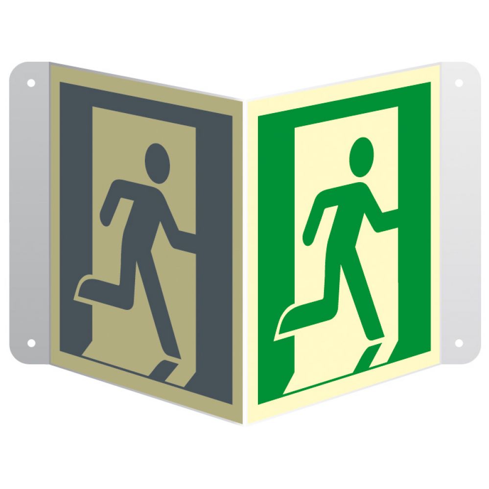 Wyjście ewakuacyjne (prawostronne) - znak ewakuacyjny, przestrzenny, ścienny 3D