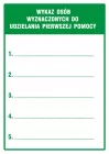 Wykaz osób wyznaczonych do udzielania pierwszej pomocy - znak bhp informujący - GI009
