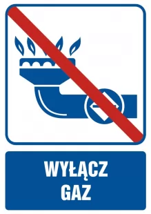Wyłącz gaz - znak bezpieczeństwa, informujący, gazociągi - JD004