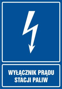 Wyłącznik prądu stacji paliw - znak elektryczny