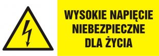 Wysokie napięcie niebezpieczne dla życia - znak elektryczny