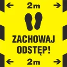 Zachowaj odstęp 2m - znak napodłogowy