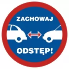 Zachowaj odstęp - znak, naklejka samochodowa - SC002