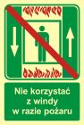 Zakaz korzystania z windy osobowej w razie pożaru - znak ewakuacyjny - AC035
