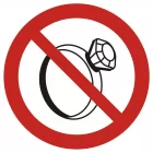 Zakaz noszenia biżuterii w pomieszczeniach produkcyjnych - znak bhp zakazujący - GB030