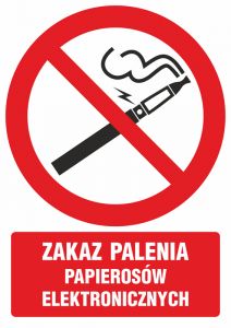 Zakaz palenia papierosów elektronicznych - znak bhp zakazujący - GC070 - „Nie” dla e-papierosów w miejscach publicznych
