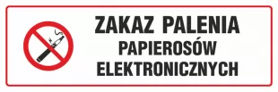 Zakaz palenia papierosów elektronicznych - znak zakazujący, informujący - NE027