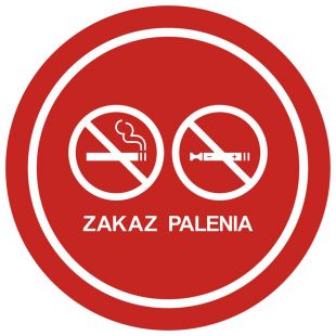 Zakaz palenia tytoniu i papierosów elektronicznych 3 - znak zakazujący, informujący - NE034
