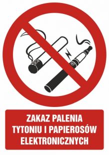 Zakaz palenia tytoniu i papierosów elektronicznych - znak bhp zakazujący - GC071