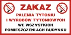 Zakaz palenia tytoniu i wyrobów tytoniowych we wszystkich pomieszczeniach budynku - znak zakazujący - NE008