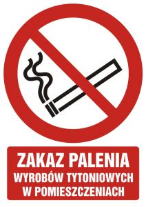 Zakaz palenia wyrobów tytoniowych w pomieszczeniach - znak bhp zakazujący - GC068 - „Nie” dla e-papierosów w miejscach publicznych