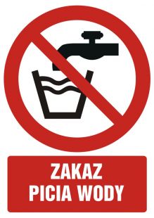 Zakaz picia wody - znak bhp zakazujący - GC009