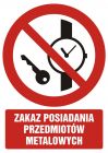 Zakaz posiadania przedmiotów metalowych - znak bhp zakazujący - GC037