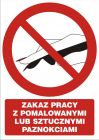 Zakaz pracy z pomalowanymi lub sztucznymi paznokciami - znak bhp zakazujący - GC060