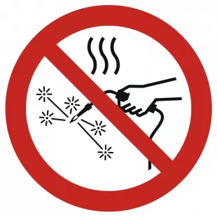 Zakaz pracy z wysoką temperaturą - znak bhp zakazujący - GAP039