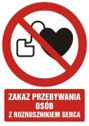 Zakaz przebywania z rozrusznikiem serca - znak bhp zakazujący - GC038