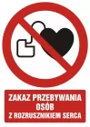 Zakaz przebywania z rozrusznikiem serca - znak bhp zakazujący - GC038