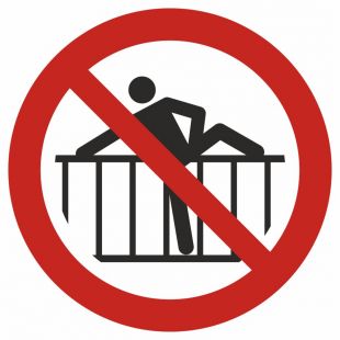 Zakaz przechodzenia przez ogrodzenie - znak bhp zakazujący