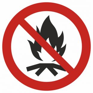Zakaz rozpalania ognisk - znak bhp zakazujący