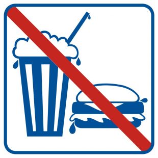 Zakaz spożywania posiłków i napojów - znak informacyjny - RA512