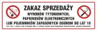 Zakaz sprzedaży wyrobów tytoniowych i papierosów elektronicznych osobom do lat 18 - znak zakazujący, informujący - NE031