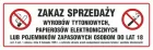 Zakaz sprzedaży wyrobów tytoniowych i papierosów elektronicznych osobom do lat 18 - znak zakazujący, informujący - NE031