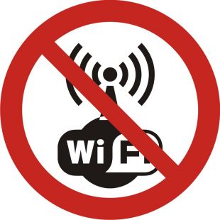Zakaz używania bezprzewodowego internetu - znak bhp nakazujący - GB038