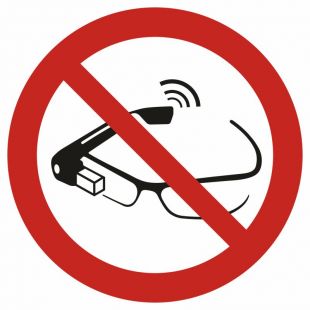 Zakaz używania okularów interaktywnych - znak bhp zakazujący - GAP044