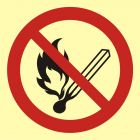 Zakaz używania otwartego ognia - palenie tytoniu zabronione - znak przeciwpożarowy ppoż - BA002