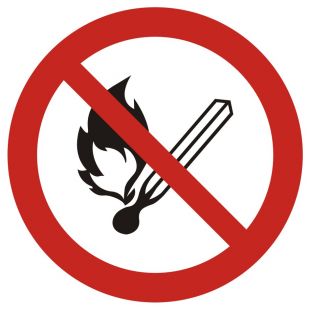 Zakaz używania otwartego ognia, zakaz palenia tytoniu - znak bhp zakazujący - GAP003