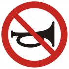 Zakaz używania sygnałów dźwiękowych - znak bhp zakazujący - GB007