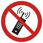 Zakaz używania telefonów komórkowych - znak bhp zakazujący - GAP013