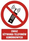 Zakaz używania telefonów komórkowych - znak bhp zakazujący - GC047