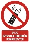 Zakaz używania telefonów komórkowych - znak bhp zakazujący - GC047