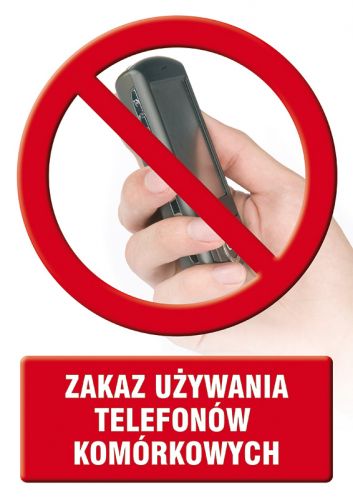 Zakaz używania telefonów komórkowych - znak informacyjny - PC502 - Znak zakaz używania telefonów komórkowych