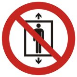 Zakaz używania windy przez ludzi - znak bhp zakazujący - GAP027 - Oznakowanie windy – jakie znaki mogą być przydatne?