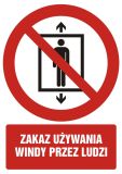 Zakaz używania windy przez ludzi - znak bhp zakazujący - GC090 - Oznakowanie windy – jakie znaki mogą być przydatne?