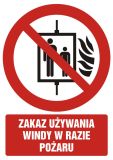 Zakaz używania windy w razie pożaru - znak bhp zakazujący - GC086 - Oznakowanie windy – jakie znaki mogą być przydatne?