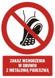 Zakaz wchodzenia w obuwiu z metalowa podeszwą - znak bhp zakazujący - GC097 - Znaki zakazu BHP w pracy
