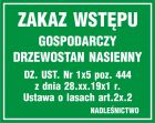 Zakaz wstępu - drzewostan nasienny wyłączony - znak, lasy - OB018
