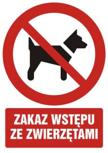 Zakaz wstępu ze zwierzętami - znak bhp zakazujący - GC012