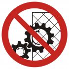 Zakaz zdejmowania osłon podczas pracy urządzenia - znak bhp zakazujący - GB031