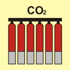 Zamocowana bateria gaśnicza (CO2-dwutlenek węgla) - znak morski - FI076