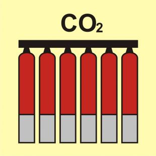 Zamocowana bateria gaśnicza (CO2-dwutlenek węgla) - znak morski - FI076
