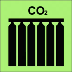 Zamocowana bateria gaśnicza (CO2-dwutlenek węgla) - znak morski - FI076