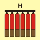 Zamocowana bateria gaśnicza (H-gaz) - znak morski - FI079